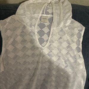 Women's White Mesh Hoodie